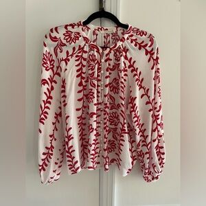 Ellison White and Red Floral Blouse